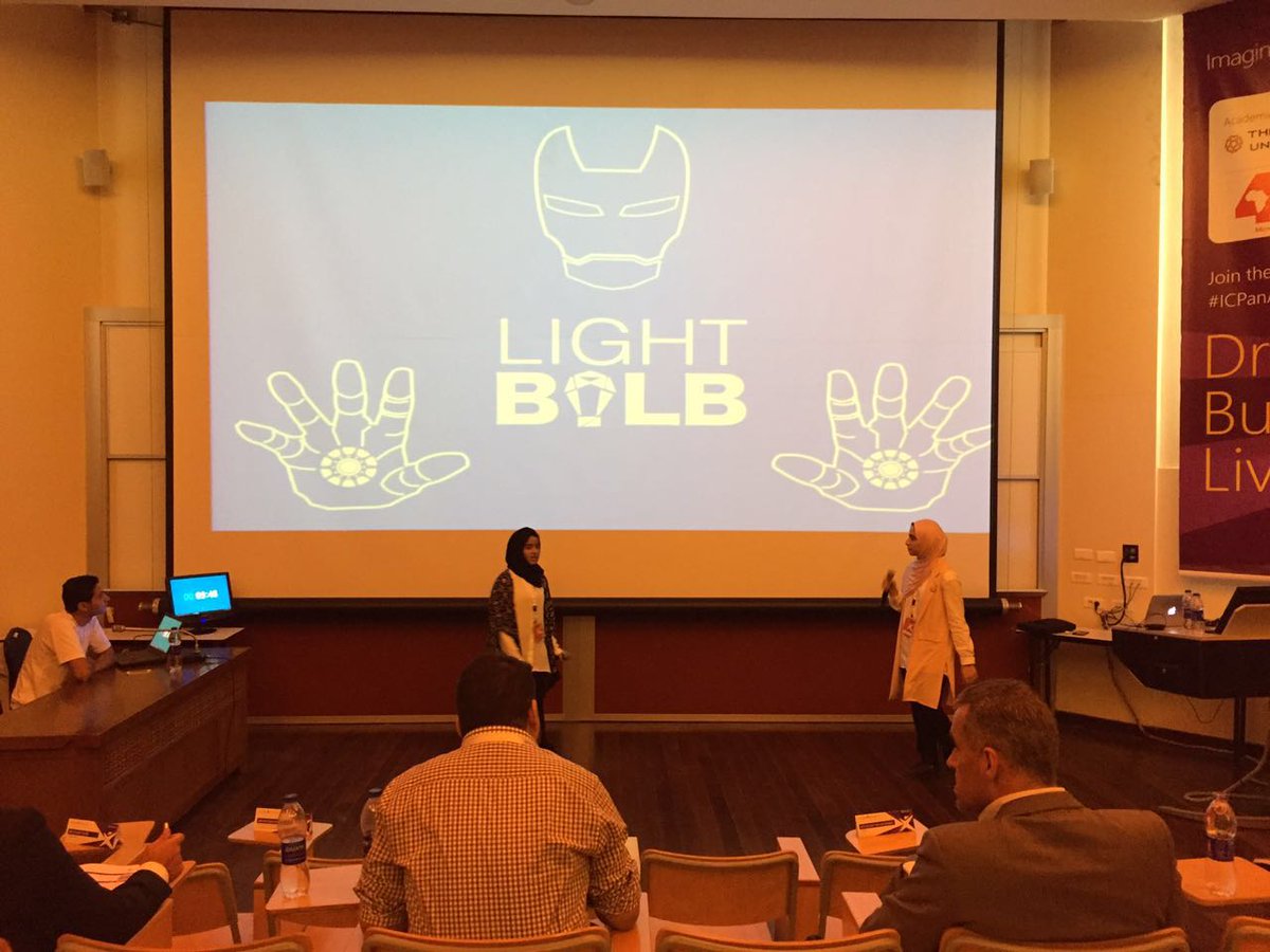MicrosoftOman's tweet photo. #MindCode team presenting their project #LightBulb at the #ICPanArab16 in the Innovation category... good luck! https://t.co/CWqfQbNs2u