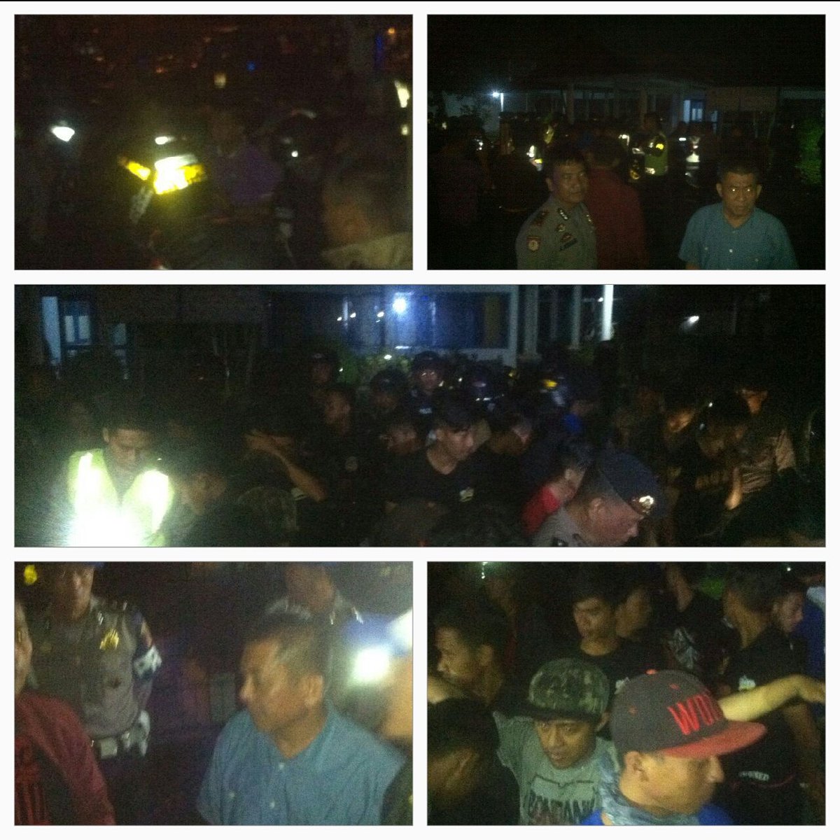 23.30 diamankan +/- 50 org, 13 R-2 dan Sajam srta Pistol korek di Gd.KNPI Jl. Soetta ut didata &amp; dmntai keterangan.