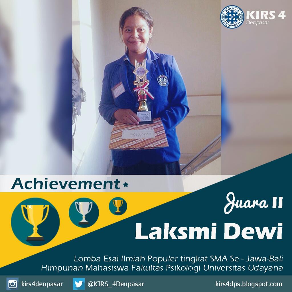 Selamat kepada Laksmi Dewi telah meraih juara II esai Fakultas Psikologi UNUD tingkat SMA sederajat !