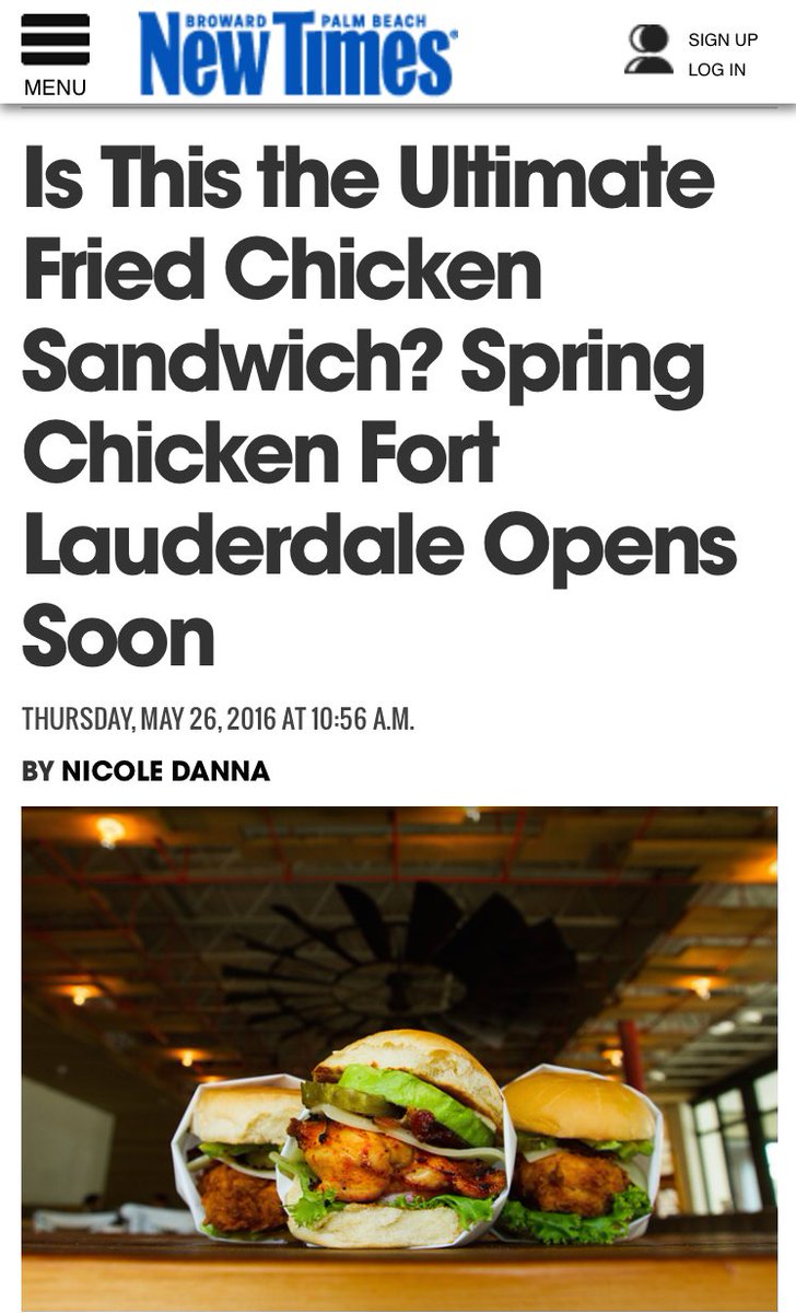 50eggsinc's tweet photo. Yes, Broward Palm Beach New Times.  We have the #UltimateChickenSandwich #EatSpringChickenFTL #HatchingSoon https://t.co/3AsgbTNT9t