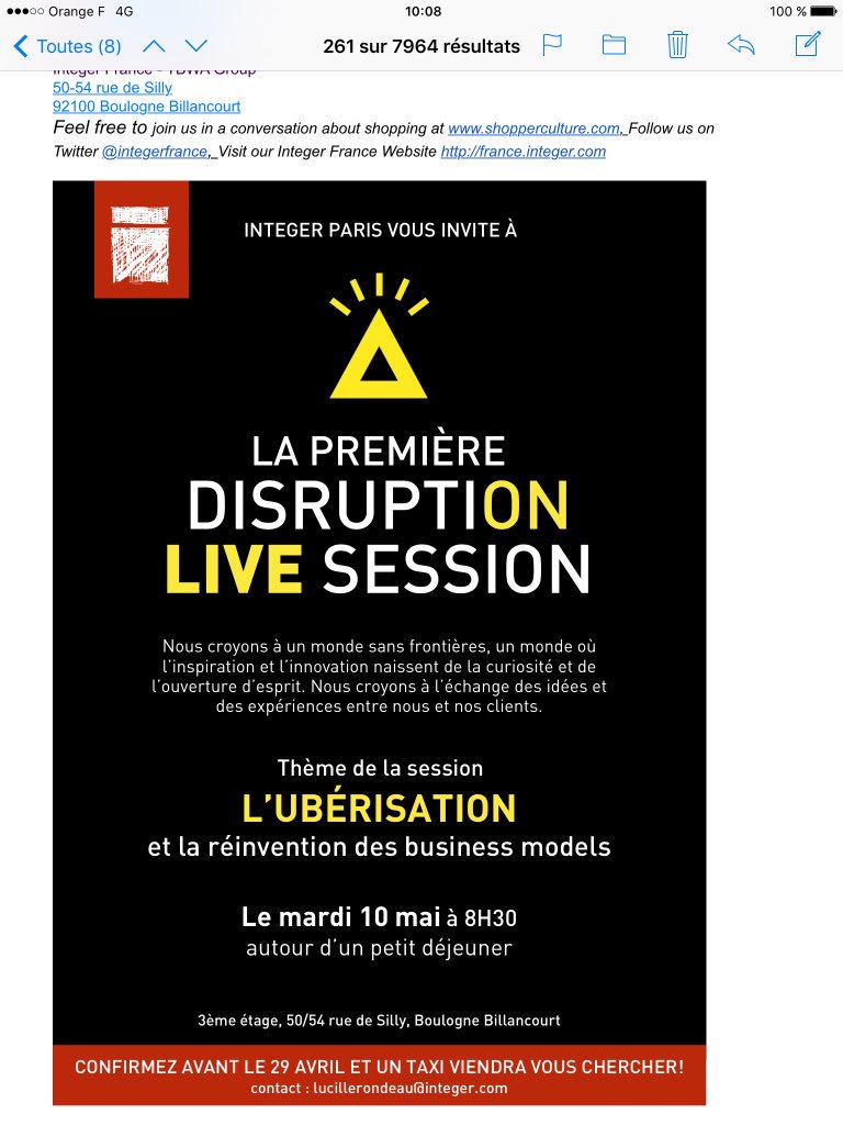 CaterineMichaud's tweet photo. La première #disruptionlive #open @IntegerFrance https://t.co/eAGv3xoNQW