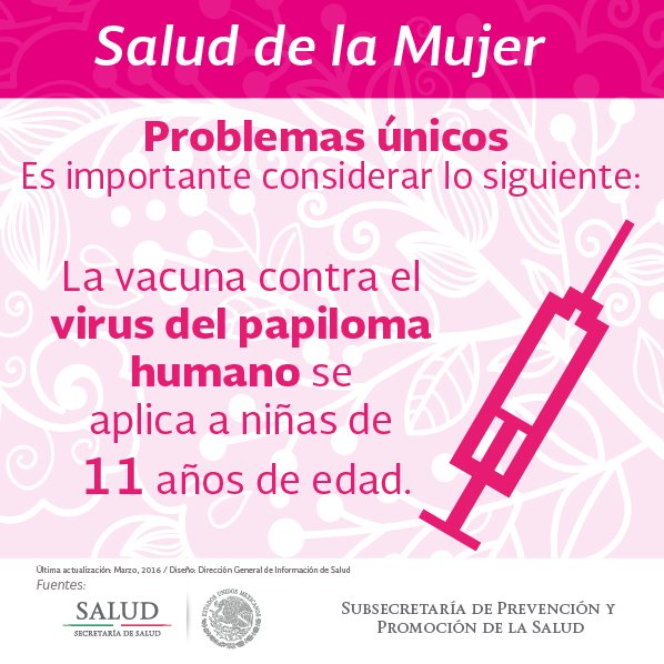 La vacuna contra el virus del papiloma humano se puede aplicar a #niñas de 11 años de edad. #VPH