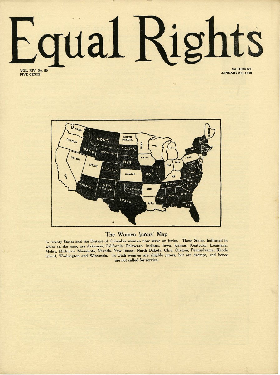 NatlWomansParty's tweet photo. In 1929, how many states gave women the right of jury service? Answer: less than half #museumresponsibility https://t.co/a4uNYgoWJ2