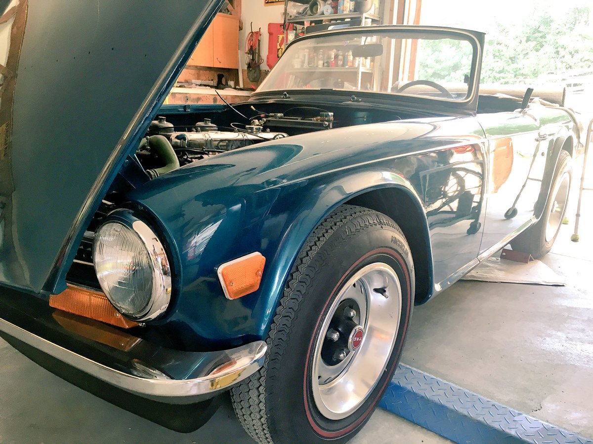 Father in law is restoring this guy and I want to keep it #triumph <a href="/TriumphTR6_/">Triumph TR6</a>