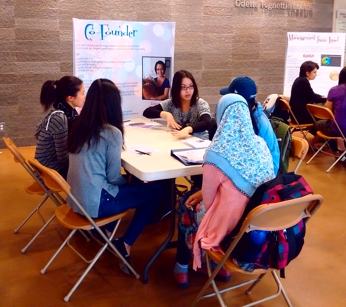 CandiHarrington's tweet image. "I use the skills I learned from #CS all the time!" Dora Cheng @uForis co-founder &amp;amp; @ThinkAbout_Math presenter. #WiM