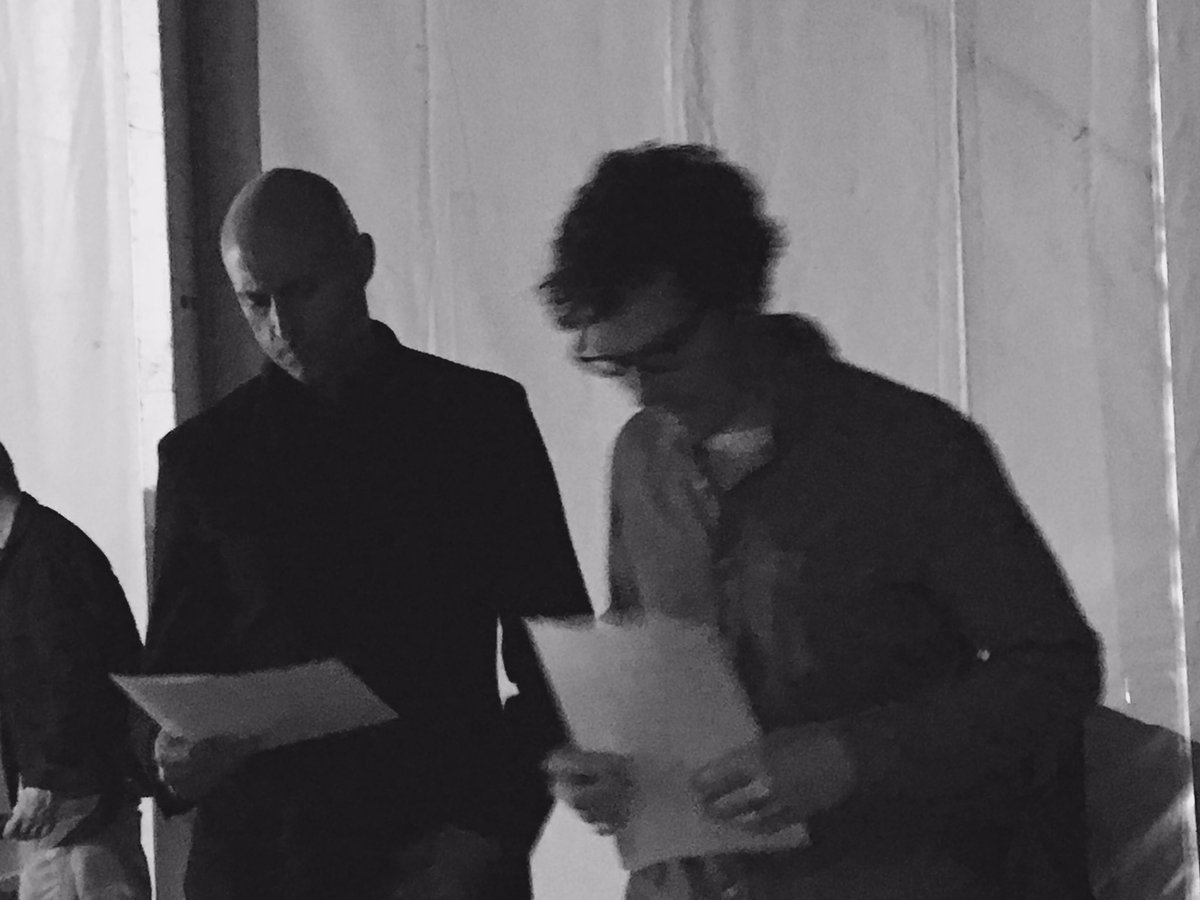 Mark Strong and Benedict Cumberbatch about to go on-stage., image size:1200x900