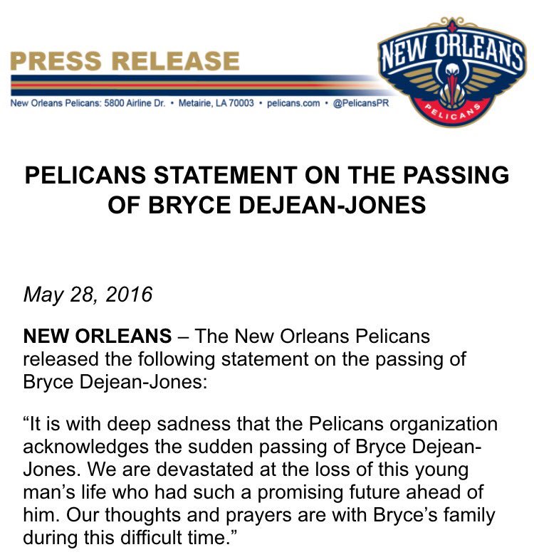 Pelicans’ Bryce Dejean-Jones Dies From Gunshot Wound CjkaXOMVEAIKyaj