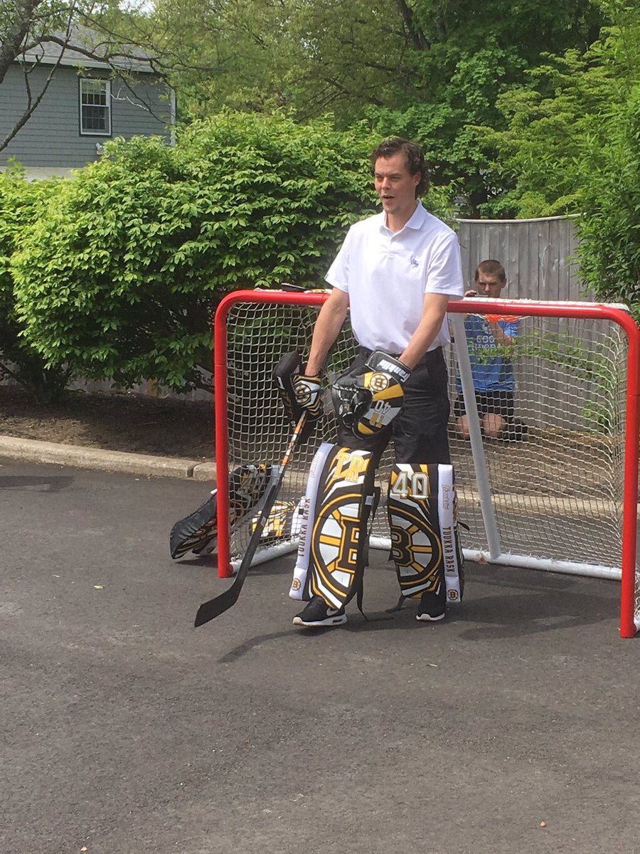 Tuukka Rask demoing some new NHL regulation-size gear for next year. These size restrictions are getting out of hand