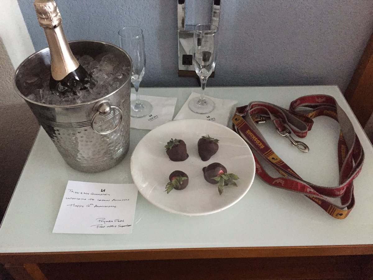DrJayGreenstein's tweet photo. @Loews_Hotels Annapolis thank you Priyanka &Evan #AmazingStay. Celebrating 12 years with my sweetheart & puppies https://t.co/WG2Jp1lvOu
