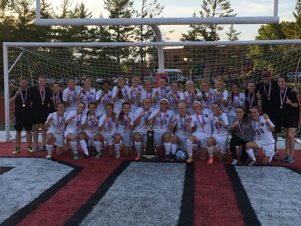 IHSAState's tweet photo. Wheaton Academy is the 2016 @IHSA_IL Class 1A Girls #Soccer #State Champs after topping @MarianCentral in OT! #IHSA https://t.co/CF1Ol8OEP8