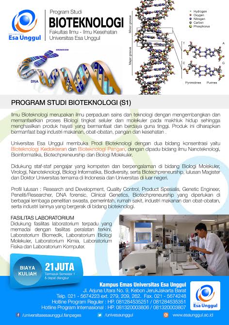 UnivEsaUnggul's tweet image. #programstudi #infoUEU #bioteknologi #dna #reseach
PROGRAM STUDI BARU, esaunggul.ac.id
