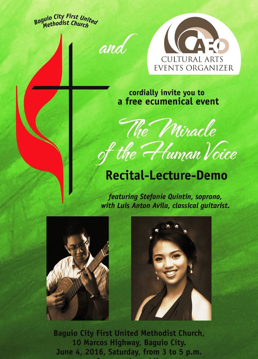 babethlolarga's tweet photo. @baguiocity2600 #UrInvited #June4th in #BaguioCity #MethodistChurch #lecturedemo #minirecital #soprano #guitarist https://t.co/ywSxMw3sz3