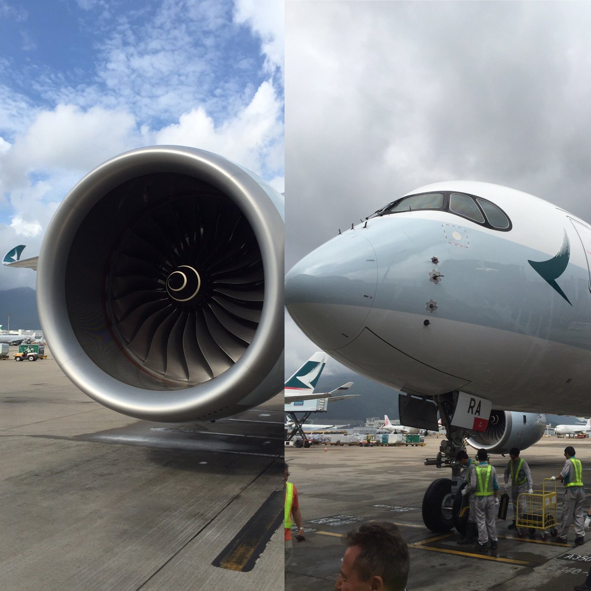 evansummerfield's tweet image. Cathay Pacific's first A350 has arrived. #CathayPacific #A350Cathay #a350 #Airbus #rollsroyce