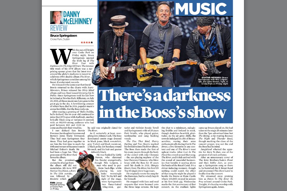 My review of @springsteen gig on Friday Croke Park Dublin @IrishMailSunday @springsteen_ire #SpringsteenDublin