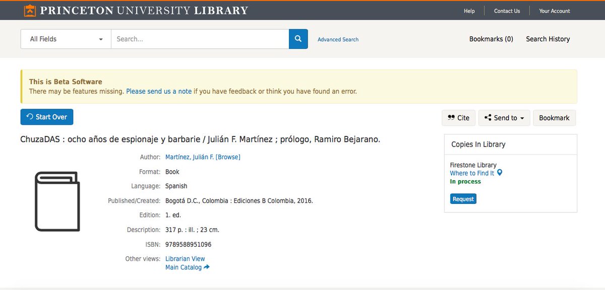 JulianFMartinez's tweet photo. Biblioteca de U de @Princeton adquirió el libro ChuzaDAS de @B_Ediciones_Col ¡Qué privilegio! @RamiroBejaranoG https://t.co/NTOlnssEWh