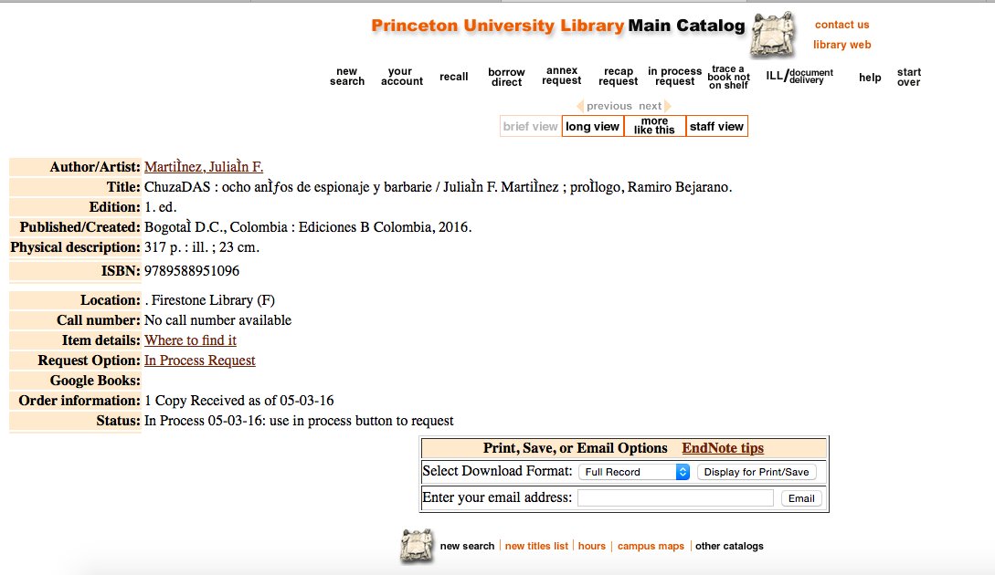 JulianFMartinez's tweet photo. Biblioteca de U de @Princeton adquirió el libro ChuzaDAS de @B_Ediciones_Col ¡Qué privilegio! @RamiroBejaranoG https://t.co/NTOlnssEWh