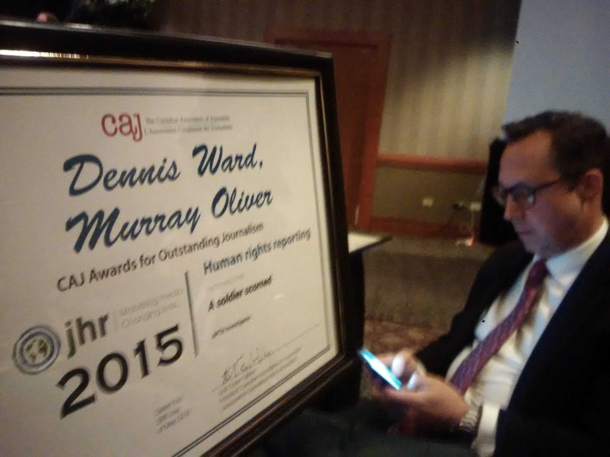 JorgeBarrera's tweet photo. Murray Oliver and his #caj award won with @DennisWardNews https://t.co/fhbrq9qhal