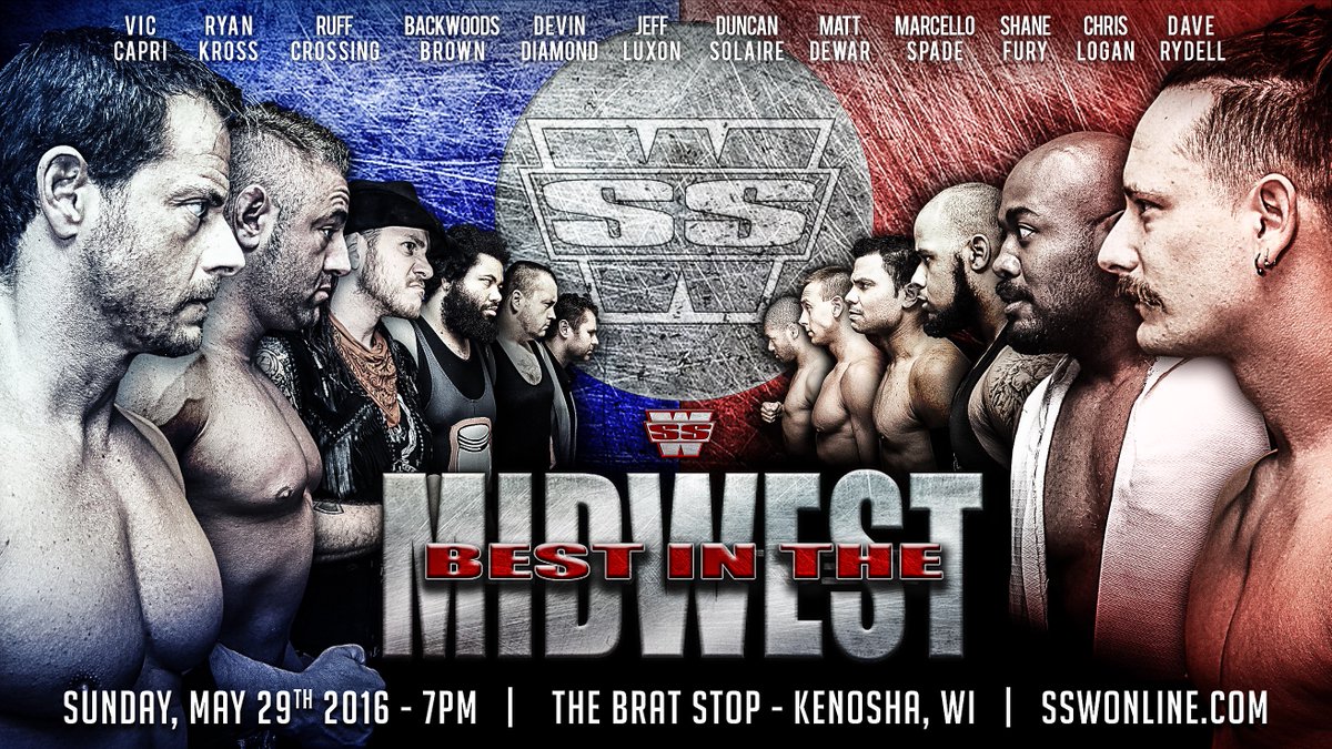 SSWProWrestling's tweet photo. TODAY is the BIG DAY - BEST in the MIDWEST - 7pm - The Brat Stop in Kenosha - All Tickets only $5.00 https://t.co/TAM1uIopHz