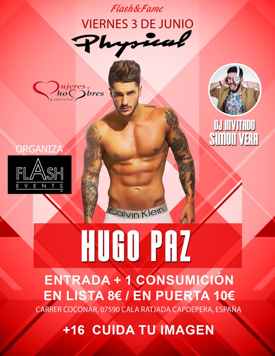 hugo_cc25's tweet photo. Viernes dia 3 desde @events_flash  os traigo a @HugoPaz45  en Physical, Cala Ratjada.
No podéis faltar!! 🎉📷 https://t.co/iIfJY4g6zR