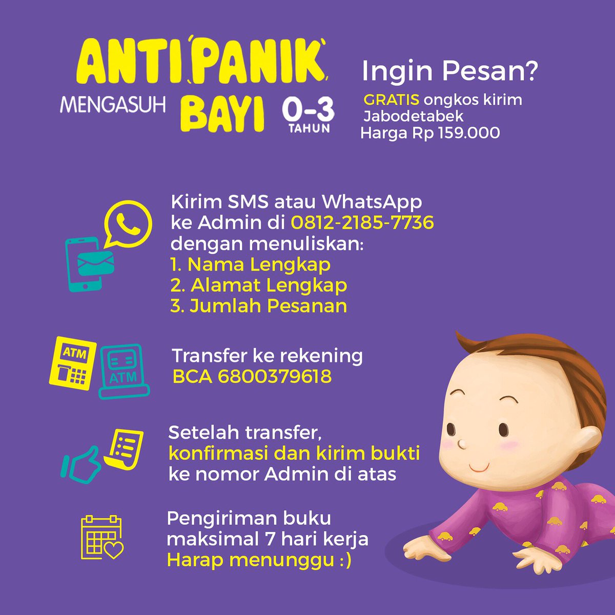 Selain di toko buku, #bukuantipanik dapat dipesan ke kami langsung melalui langkah2 sebagai berikut lho :)