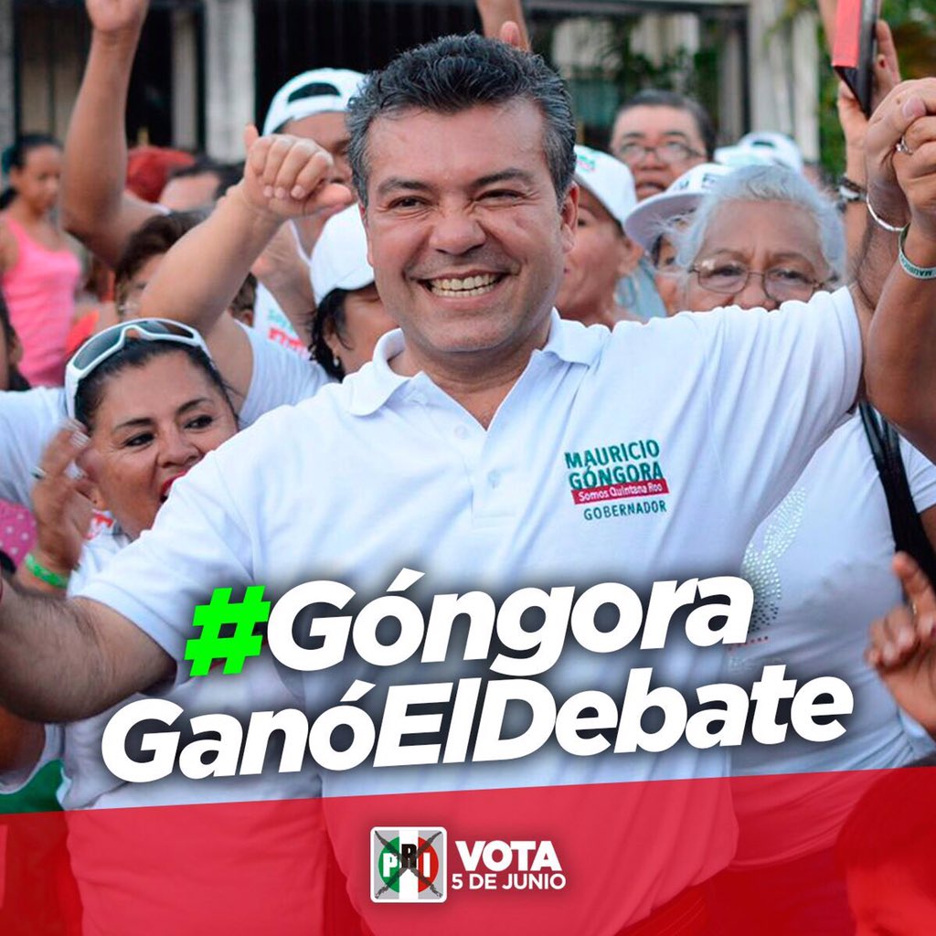 MXCCPRI's tweet photo. @CCritica_PRI felicita a Nuestro Candidato @MauricioGongora en #QuintanaRoo por su triunfo ayer en el Debate!!!. https://t.co/Yh5C4Glj30