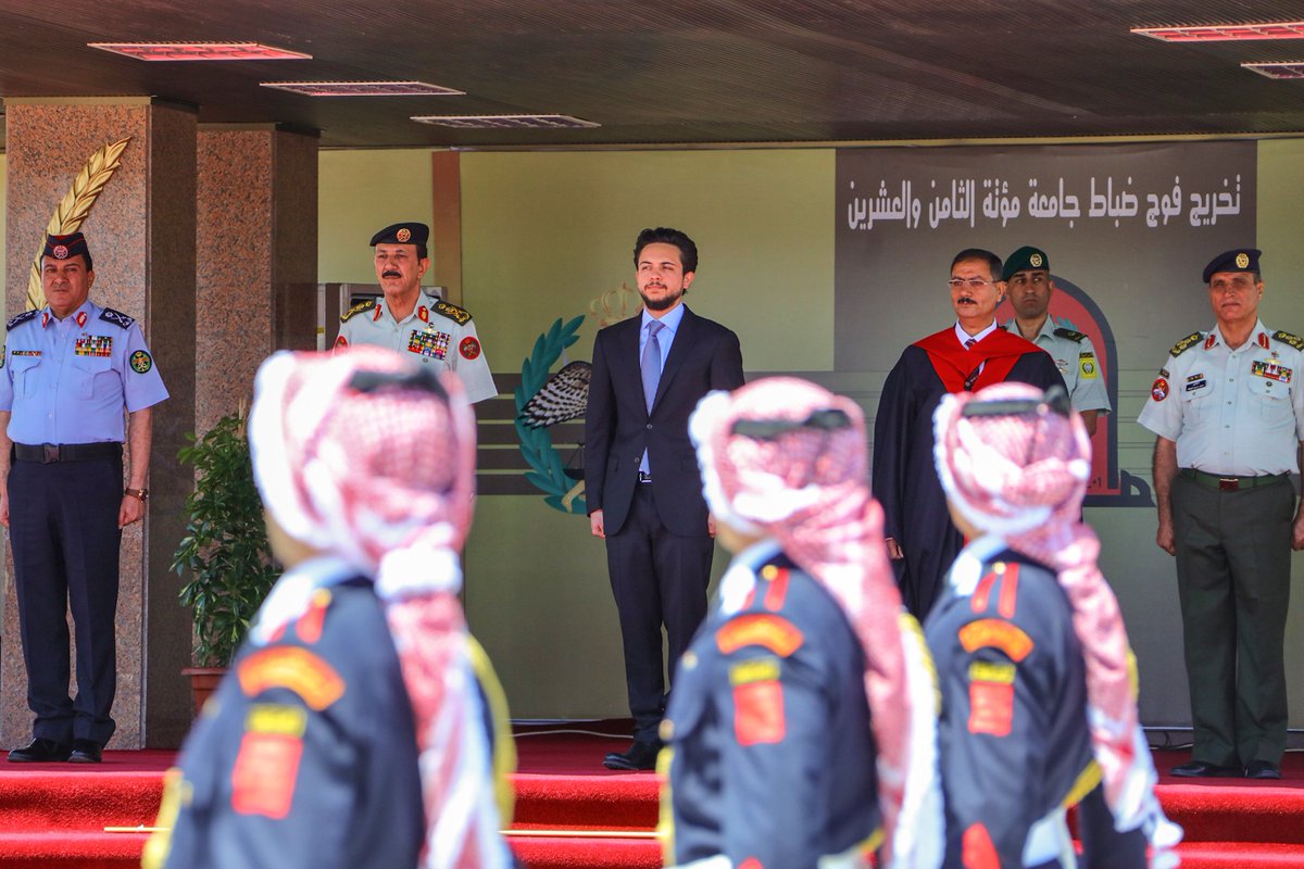 RHCJO's tweet photo. Deputizing for His Majesty, HRH Crown Prince attends the graduation ceremony of Mutah University's Military Wing #JO https://t.co/RNgy6JBiBx
