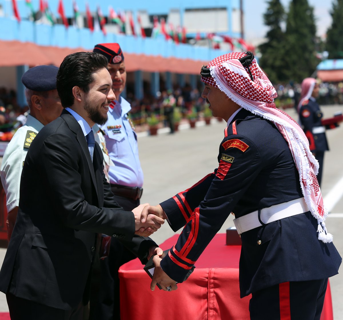 RHCJO's tweet photo. Deputizing for His Majesty, HRH Crown Prince attends the graduation ceremony of Mutah University's Military Wing #JO https://t.co/RNgy6JBiBx