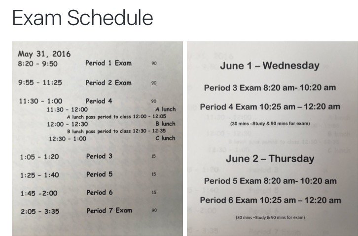 CreekviewPTSA's tweet photo. Last days of school - finish STRONG &amp; PROUD - exam schedule here.  Good night's sleep + breakfast = READY TO GO!! https://t.co/Ga7JQJJKbN