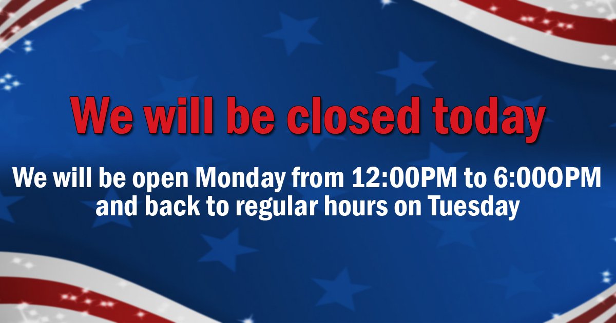 StephenScion's tweet image. We will be closed today and reopen tomorrow from 12:00PM to 6:00PM
