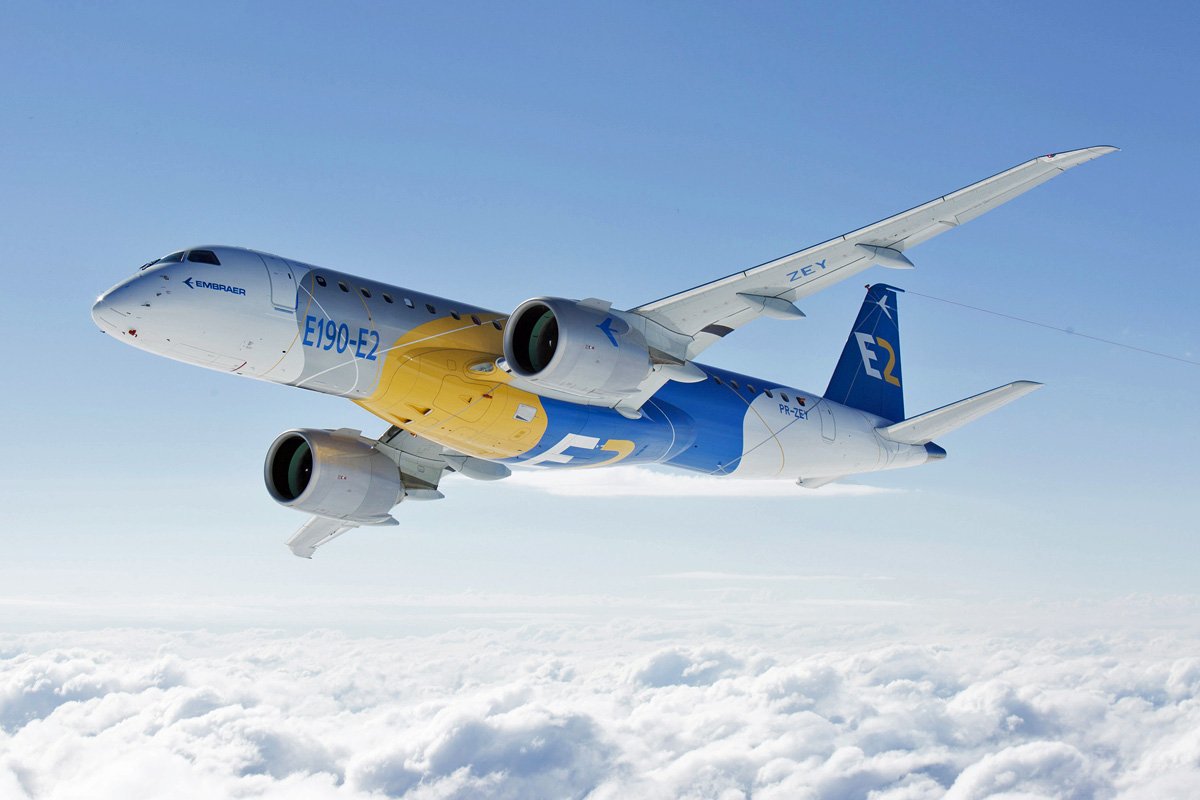 TheAirchive's tweet photo. ICYMI: @Embraer E190-E2 Makes Its First Flight Ahead of Schedule https://t.co/zYeS2d8nst #E2firstflight https://t.co/NIAnqHnNq0