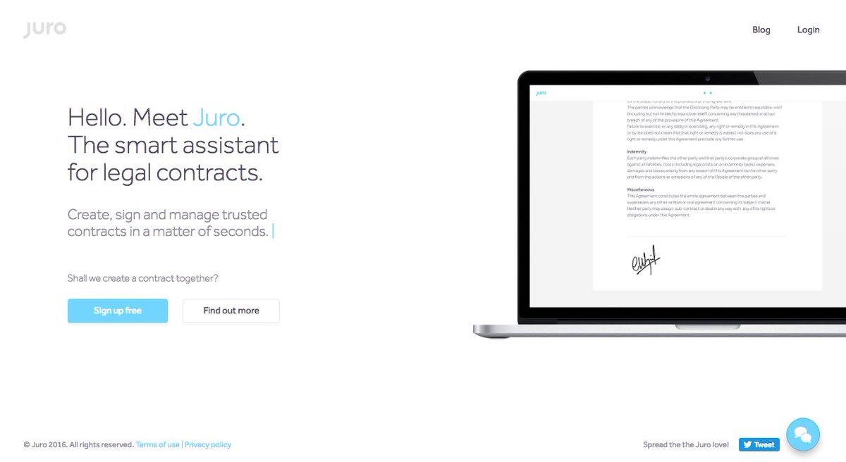 GetJuro's tweet photo. Check out Juro's new website! Head to https://t.co/mIbV8SZvSt for our free platform for legal contracts. #LegalTech https://t.co/FJPK1jKjQg