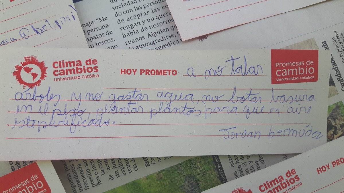 climadecambios's tweet photo. ¡Los niños y las niñas hicieron las mejores promesas de cambio para cuidar y preservar la vida! #VivePUCP https://t.co/i4a5ii8NKQ