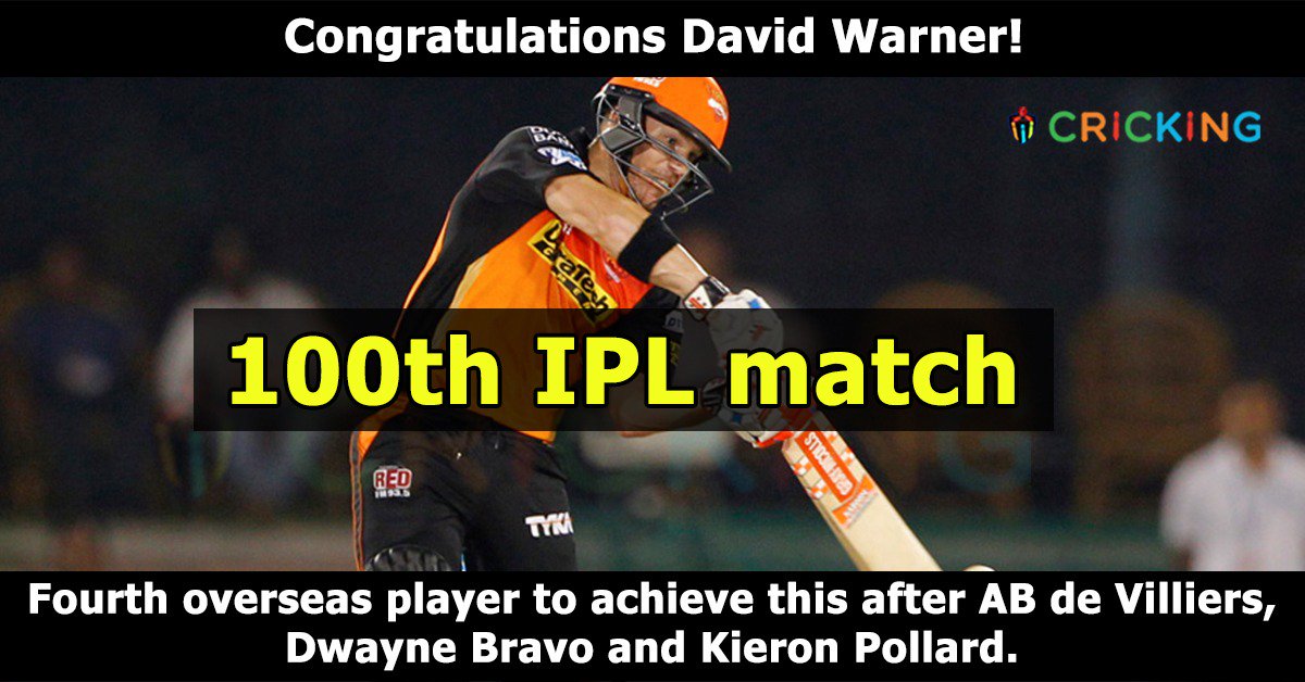 FaniskoNFTs's tweet photo. 100th IPL match for David Warner! #KingsofIPL #IPL2016 #IPL #RCBvSRH https://t.co/V6oOsM2XsD