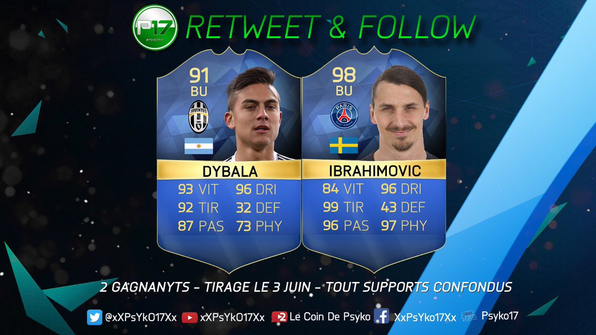 xXPsYkO17Xx's tweet photo. PAS UN MAIS  DEUX JOUEURS À GAGNER POUR 2 PERSONNES!🔥🔥🔥#RT et #follow 

merci @EA_FIFA_France et @severinduval ! https://t.co/oVqbhiSvKE