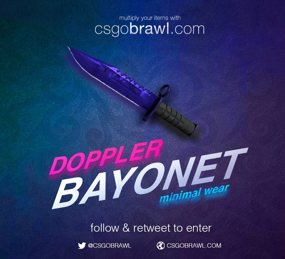 CSGOBrawl's tweet photo. Join the giveaway!  <3
M9 Bayonet (★) | Doppler (MW)

RT &amp; Follow to enter!
Winner will be drawn on June 6th. https://t.co/XXjTh5XWpH