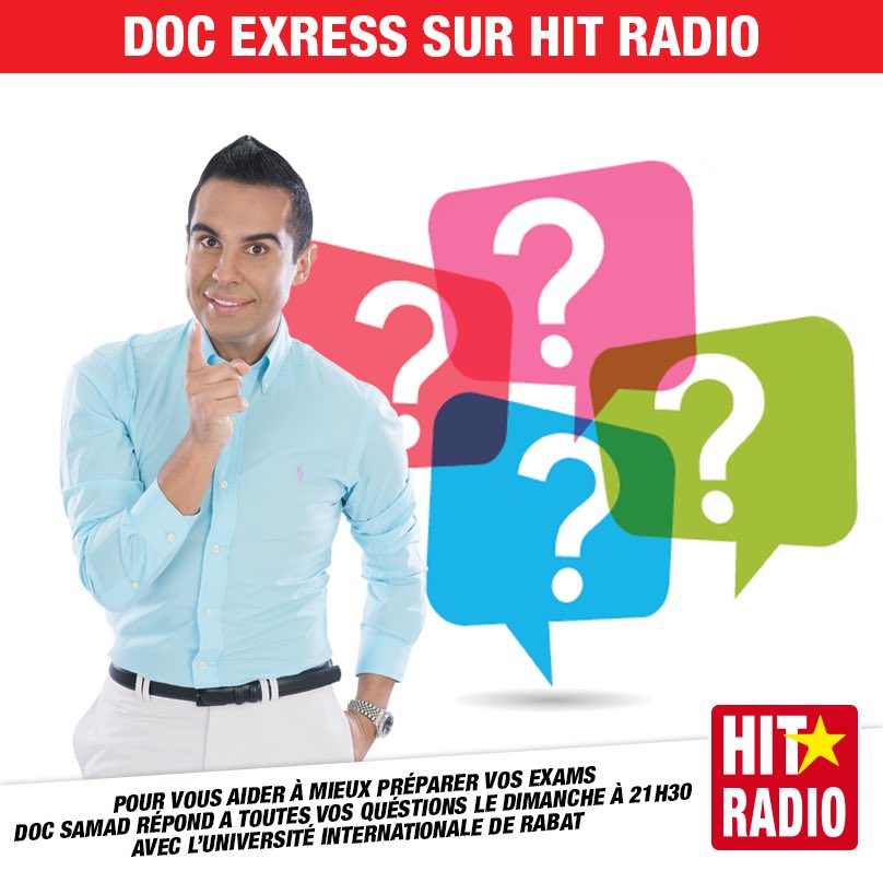 HITRADIOMA's tweet image. Doc Samad t&apos;aide à mieux préparer tes exams, avec l&apos;Université Internationale de Rabat, sur #HITRADIO #DocExpress