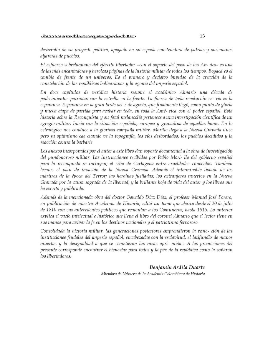 Resumen Doscientos años de la Reconquista Española de 1815 - Soc. Santanderista (parte 3)