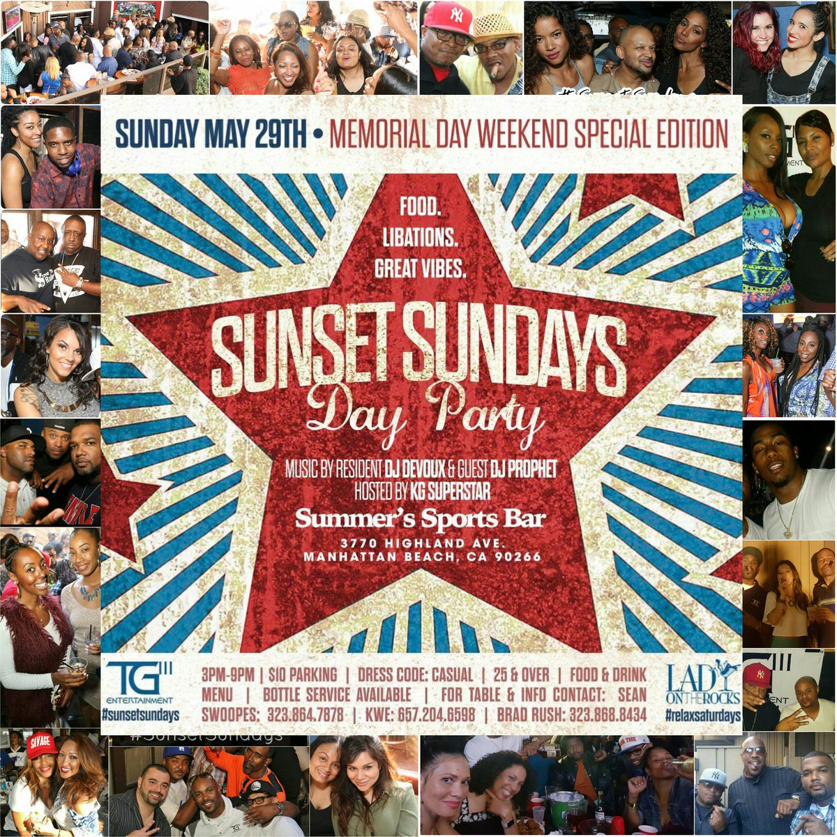 Kwe_007's tweet photo. 2DAY! No Cover #DayParty in #ManhattanBeach. Music by @DJPROPHET #DjDeVoux + Host @kgsuperstar / #SunsetSundays #LA https://t.co/h9nhSkQNPV