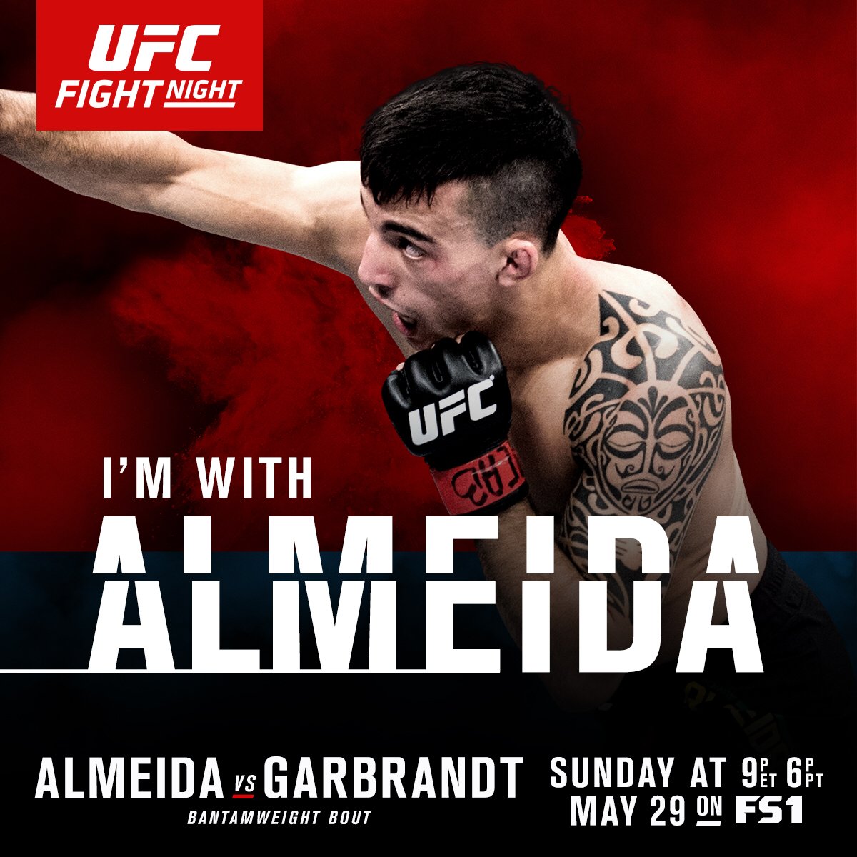 ufc's tweet image. RT if you're w/ UNDEFEATED @ThomasAlmeidaCB TONIGHT at #UFCVegas! LIVE &amp;amp; FREE on @FS1