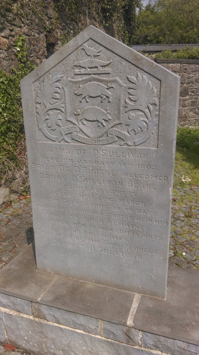 Memorial in Leitrim town commemorating Donal Cam #O'Sullivan Beare's epic march at end of Nine Years War in Ireland