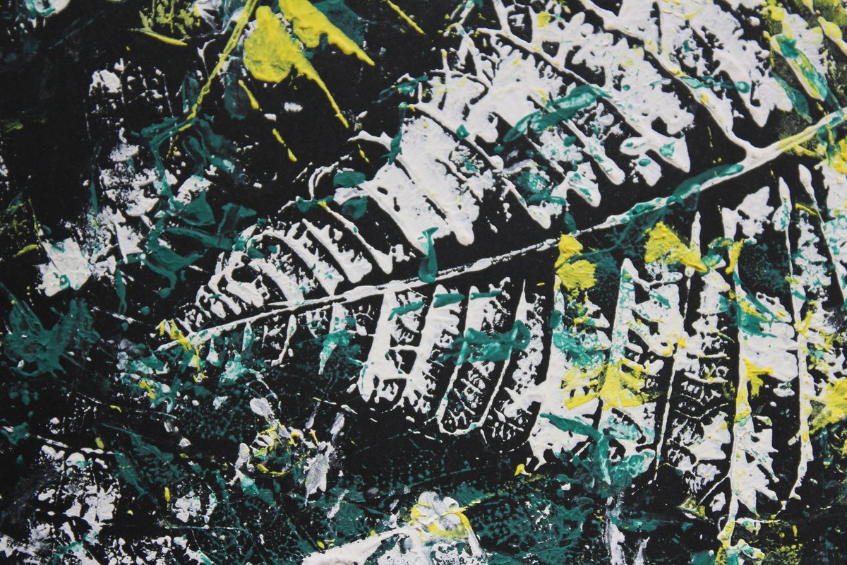 PamelaRys's tweet photo. Partly Cloudy in Madrid close-up #painting #abstract #abstraction #black #white #green #yellow #Madrid #art https://t.co/L1v858oZwg
