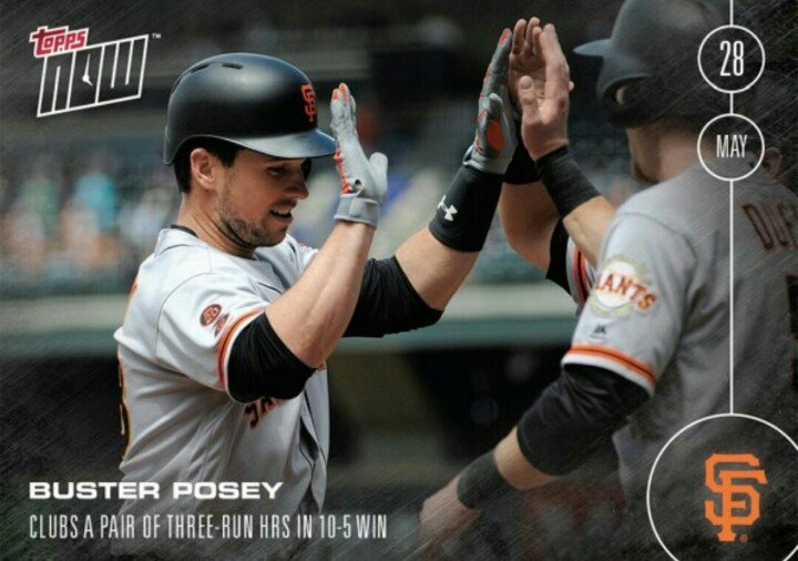 Topps's tweet photo. The @sfgiants @busterposey has a huge day withr six RBI #TOPPSNOW https://t.co/tpN4j99mUZ https://t.co/7UUX5mvwza