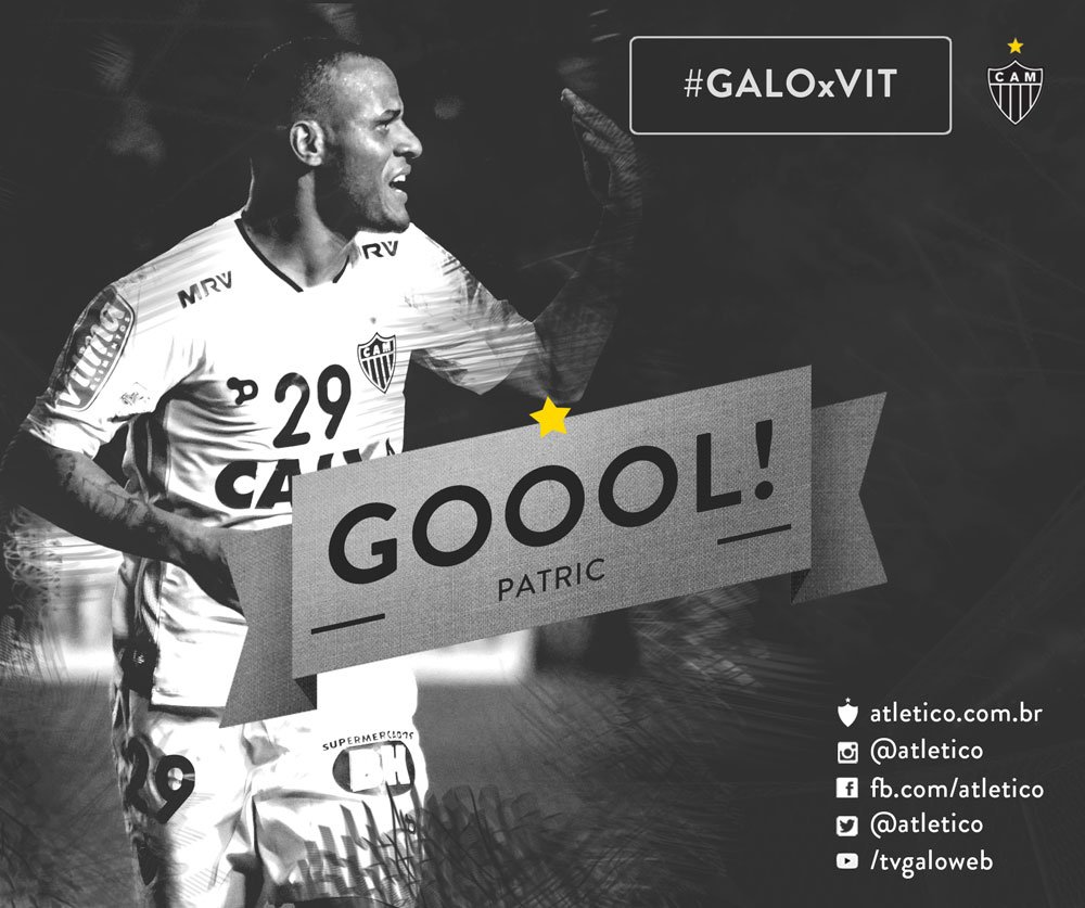Atletico's tweet photo. Patric abre o placar em Salvador! #Galo 1 x 0 Vitória! #GALOxVIT https://t.co/Ya7lmxU407