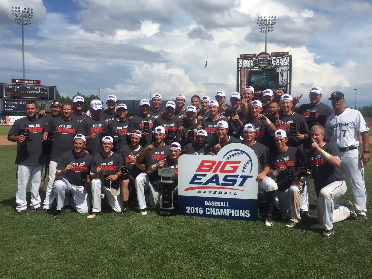 BIGEASTchamps's tweet photo. The 2016 BIG EAST Baseball Champions, the Xavier Musketeers. https://t.co/VJdcYbW0Gg