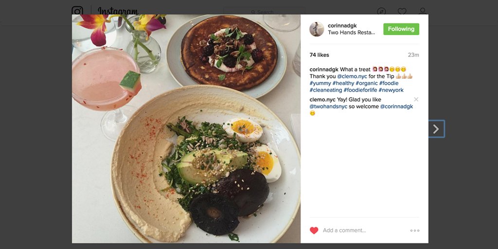 YAY! Thank you instagram.com/corinnadgk/ for the 💛 Glad you like Two Hands NYC too #Yummy #organic #NewYork 😋