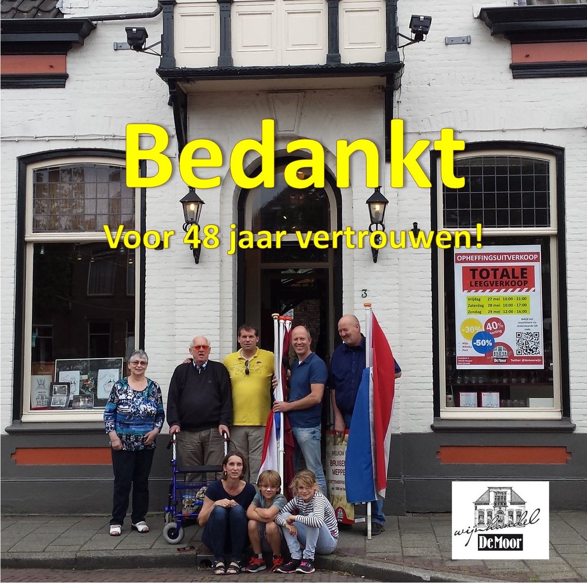 demoorwijn's tweet photo. Na 48 jaar stopt Wijnhandel De Moor in #Meppel.
Iedereen bedankt voor het vertrouwen! https://t.co/k0xruxRuF5