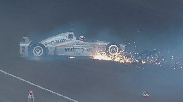 SportsCenter_R's tweet photo. Defending champ Juan Pablo Montoya crashed out of Indy 500 on the 64th lap. He got out of car under his own power. https://t.co/DGoFxTg6ub