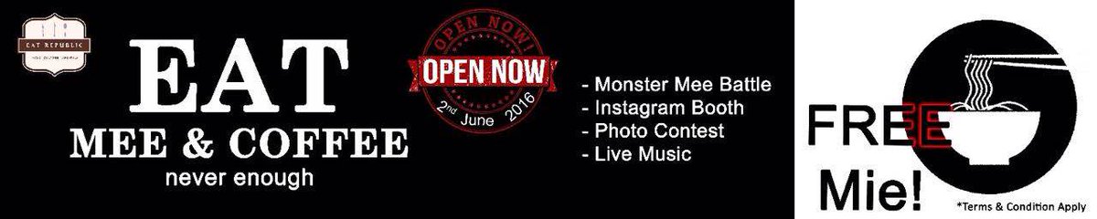 Opening soon EAT MEE &amp; COFFEE at Eat Republic! 
banyak pilihan makanan minuman kekinian yang beda dari yang lain