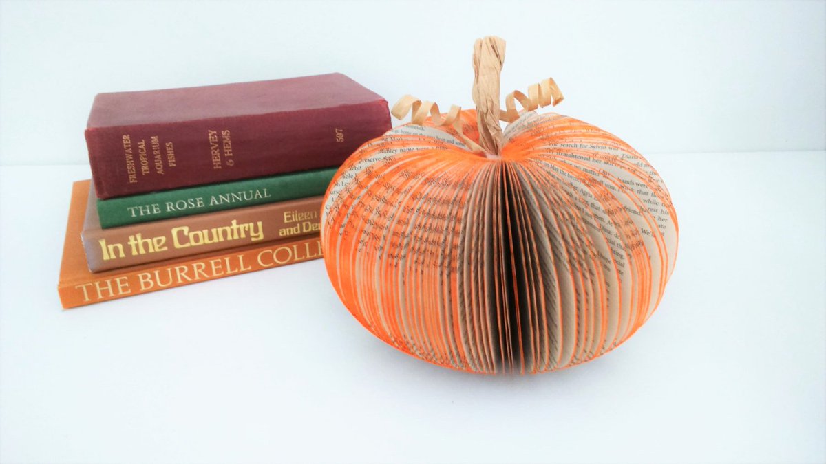Paperappleco's tweet photo. Paper Pumpkin Halloween Decoration Medium Book Art https://t.co/E5Jn0EbF7C #handmade #PaperPumpkins https://t.co/E7Rw8MHZBm