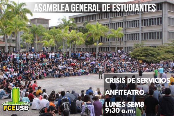 VictorMarkno's tweet photo. Mañana, ante la #CrisisServiciosUSB Tendremos Asamblea General de Estudiantes a las 9.30AM ¡Te Esperamos! #USBVe https://t.co/bkJ7UD4AFo